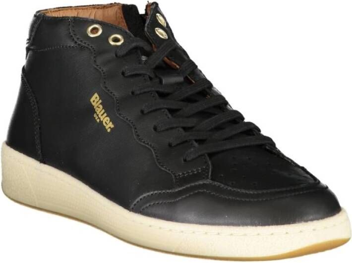 Blauer Zwarte Polyester Hoge Top Sneaker Black Heren