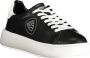 Blauer Zwarte Polyester Sneaker met Contrastdetails Black - Thumbnail 3