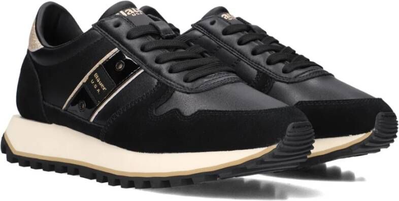 Blauer Zwarte Suède Dames Sneakers Millen03