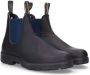 Blundstone Zwarte Leren Enkellaarzen met Marineblauwe Zijelastieken Black Dames - Thumbnail 4