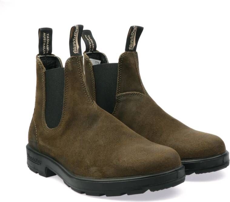 Blundstone Donkergroene Chelsea Boots van GeWaxte Suède Green Heren