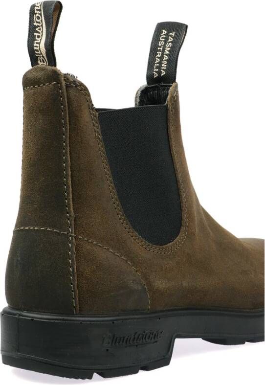 Blundstone Donkergroene Chelsea Boots van GeWaxte Suède Green Heren
