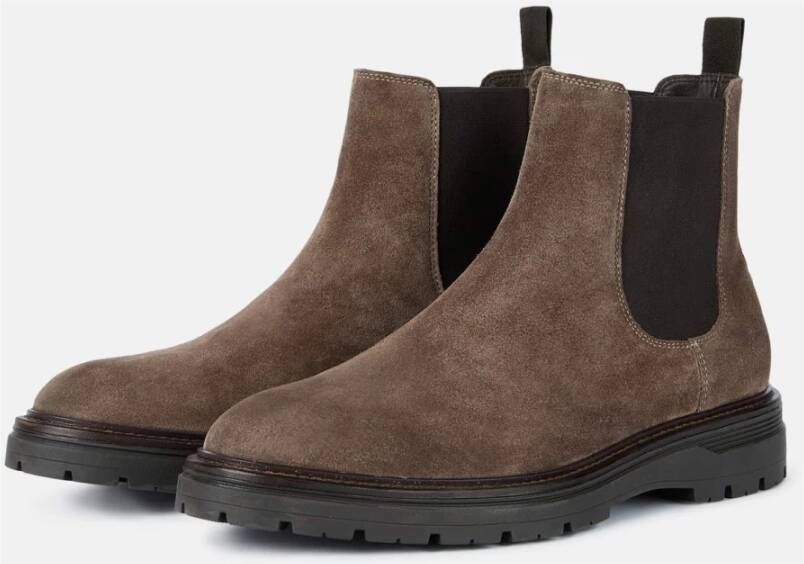 Boggi Milano Ankle Boots van Suède Brown Heren