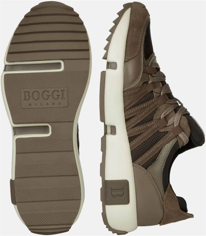 Boggi Milano Trainers van technisch materiaal en leer Gray Heren