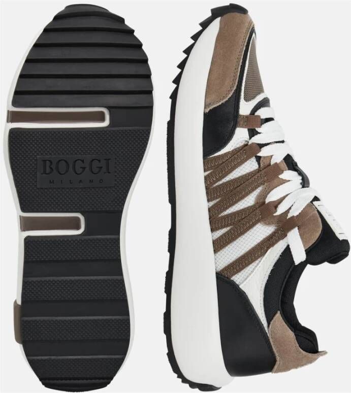 Boggi Milano Technische stof en leren sneakers Multicolor Heren
