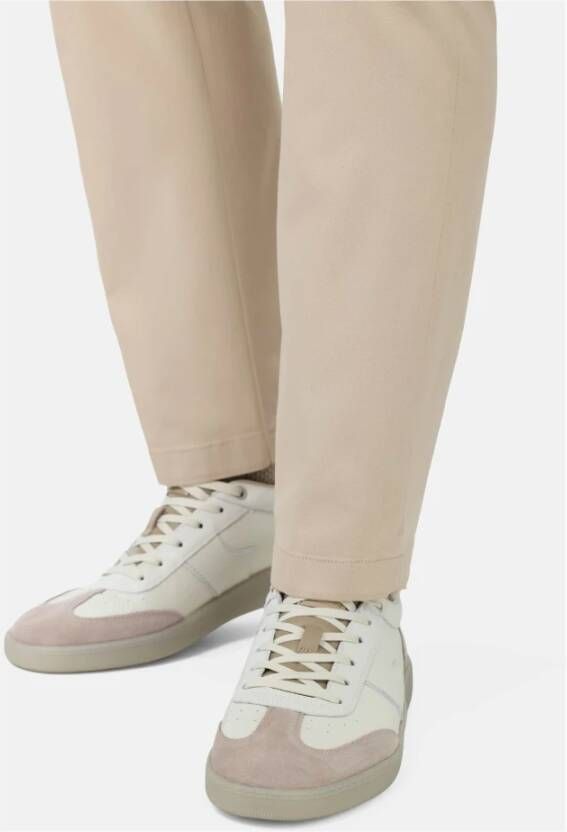 Boggi Milano Tumbled leren sneakers Beige Heren
