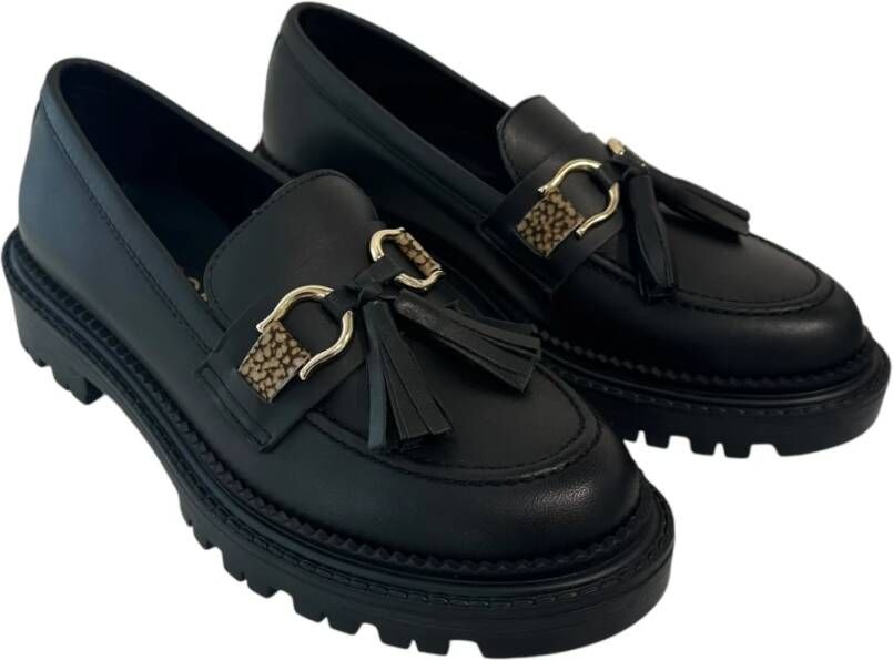 Borbonese Leren Mocassin met Rubberen Zool Accessoire Black Dames