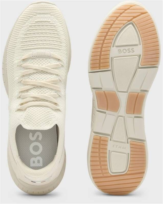 Boss Beige Gebreide Instap Sneakers