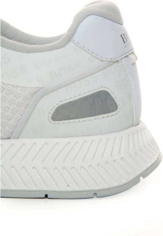 Boss Bimateriaal Sneaker met Logo Print White Heren