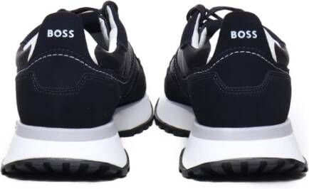 Boss Blauwe Leren Sneakers Blue Heren