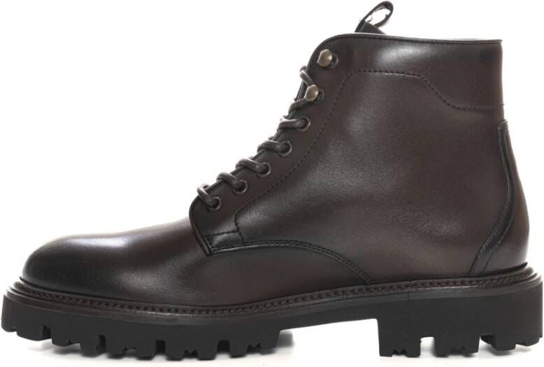 Boss Hoge veterlaars met geribbelde zool Brown Heren