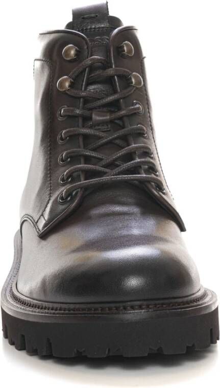 Boss Hoge veterlaars met geribbelde zool Brown Heren
