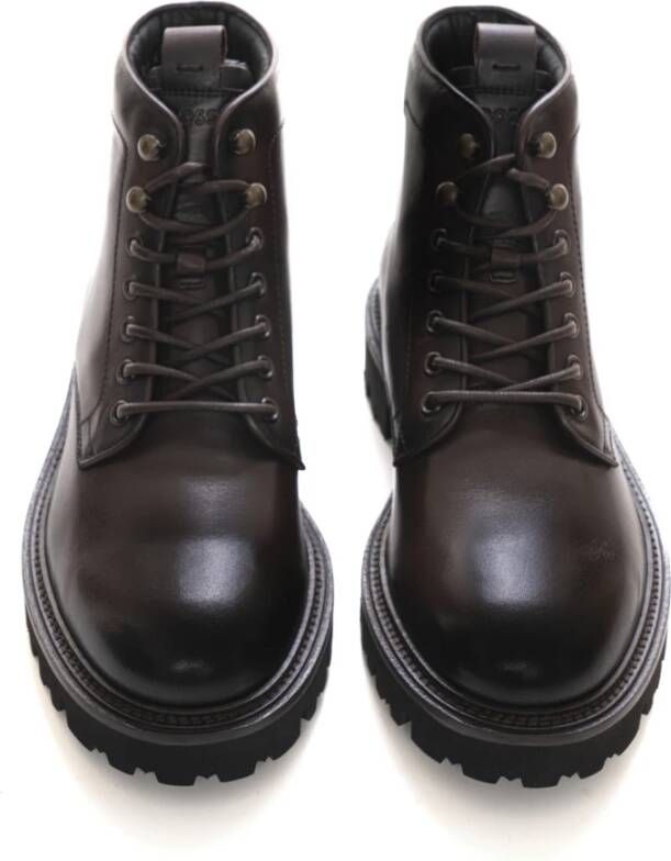 Boss Hoge veterlaars met geribbelde zool Brown Heren