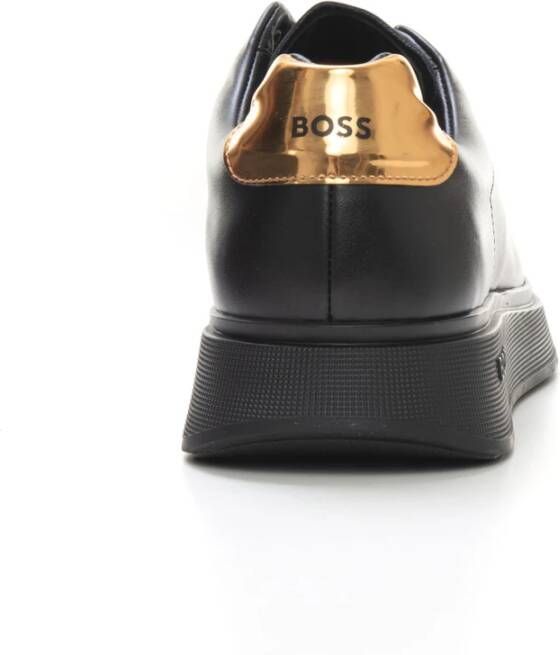 Boss Leather sneakers with laces Zwart Heren