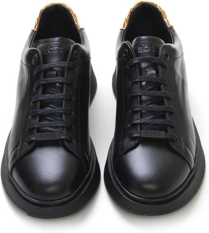 Boss Leather sneakers with laces Zwart Heren