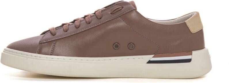 Boss Retro Logo Leren Sneakers met Veters Beige Heren