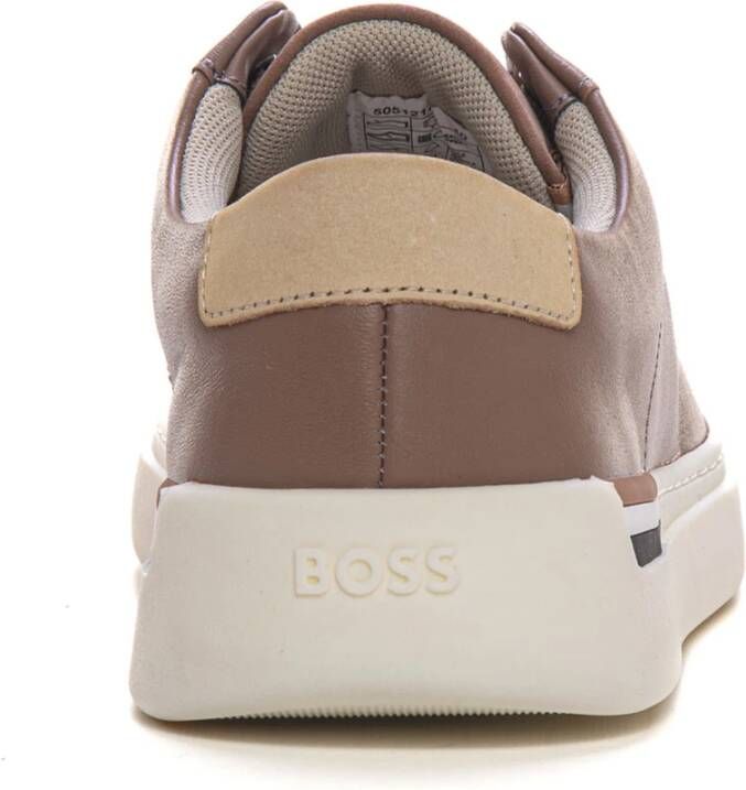 Boss Retro Logo Leder Sneakers met Veters Beige Heren