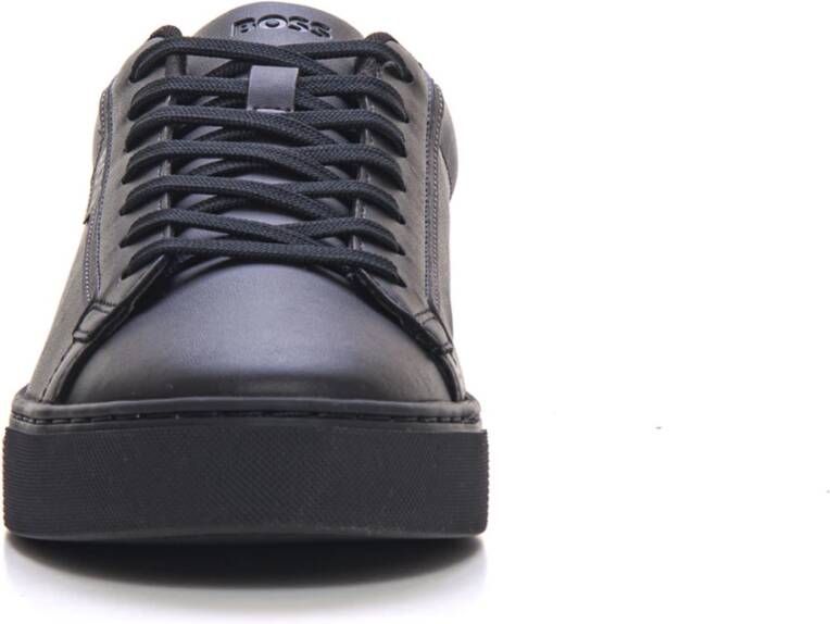 Boss Rhys-Tenn-Pusdth Leather sneakers with laces Black Heren