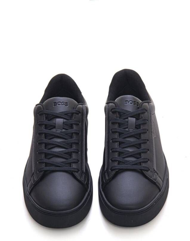 Boss Rhys-Tenn-Pusdth Leather sneakers with laces Black Heren