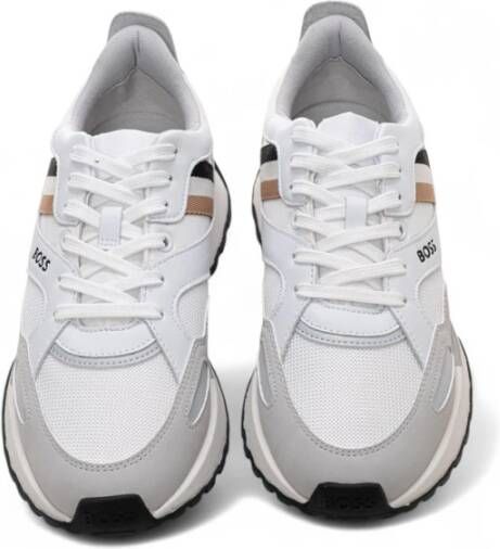 Boss Sneakers van canvas en leer met reflecterend detail