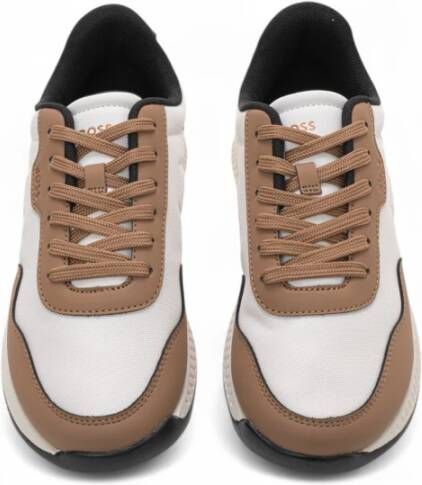 Boss Sneakers van canvas en leer met zijlogo