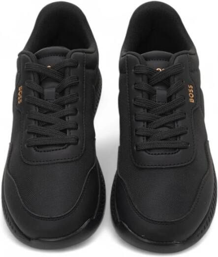 Boss Sneakers van canvas en leer met zijlogo
