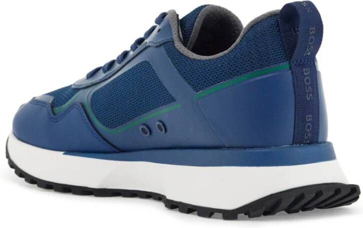 Boss Sporty Groene Sneakers met Witte Zool Blue Heren