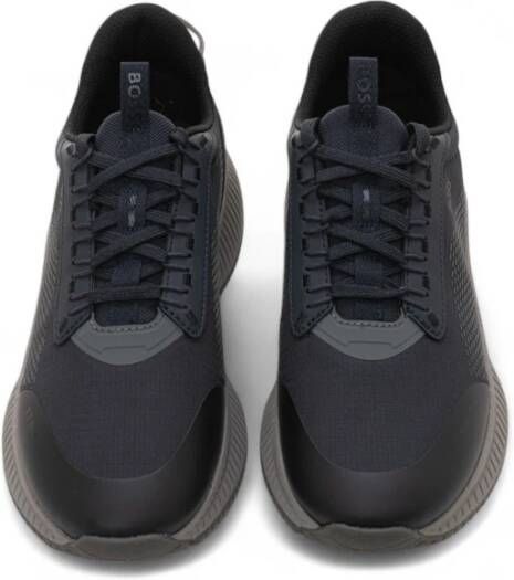Boss Stoffen hoge sneakers met leren afwerking