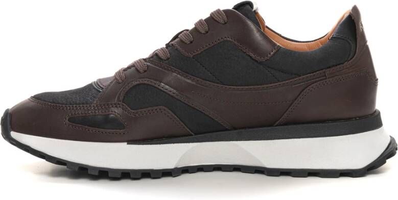 Boss Vintage leren sneaker met zijlogo Brown Heren