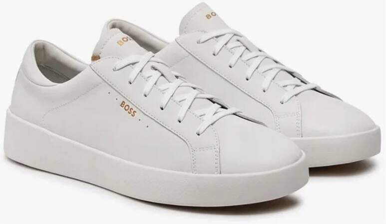 Boss Witte Leren Sneakers met Zijlogo White Heren