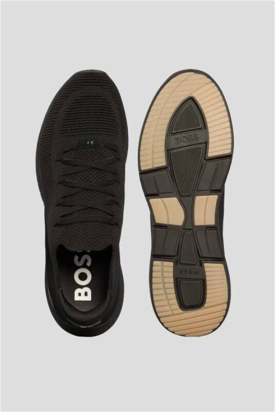 Boss Zwarte Gebreide Instap Sneakers