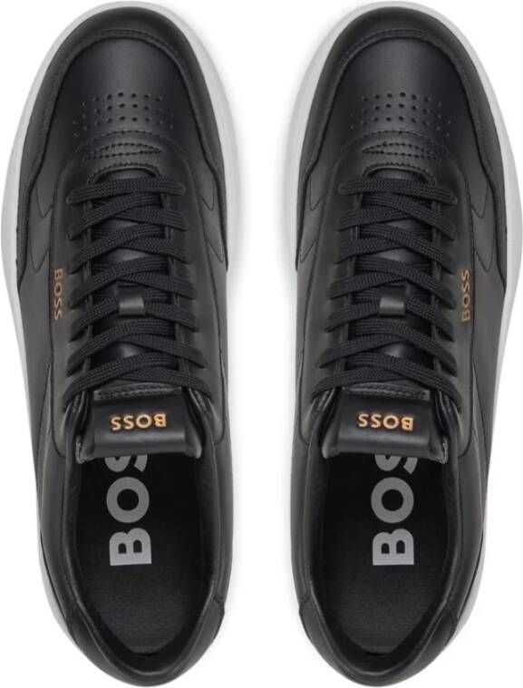 Boss Zwarte Leren Sneakers Baltimore Stijl Black Heren