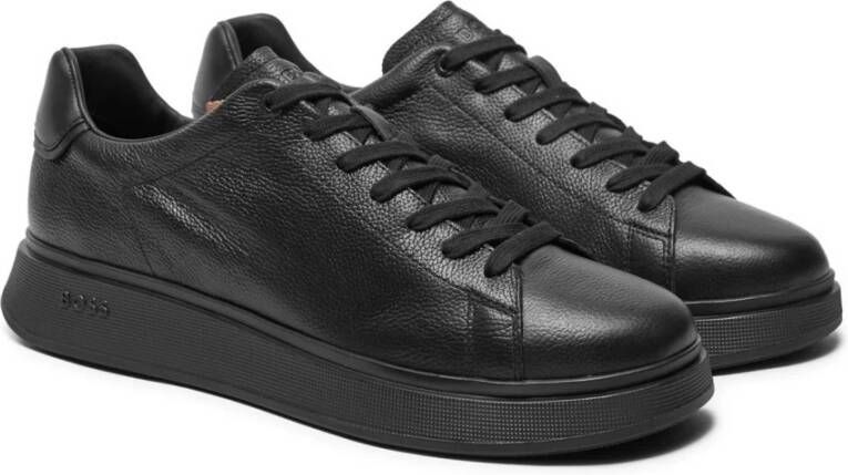Boss Zwarte leren sneakers Black Heren