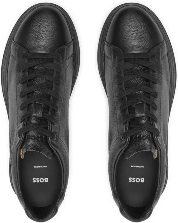 Boss Zwarte leren sneakers Black Heren