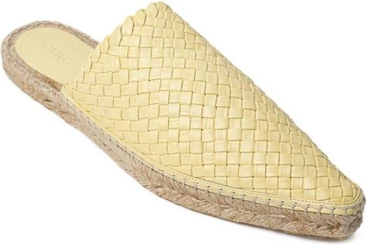 Bottega Veneta Gele Geweven Leren Espadrille Muilezel