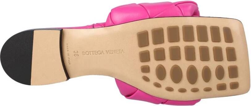 Bottega Veneta Geweven leren Slide Sandalen Roze