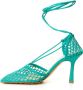 Bottega Veneta Groene Katoenen Leren Dames Sandaal Green Dames - Thumbnail 6