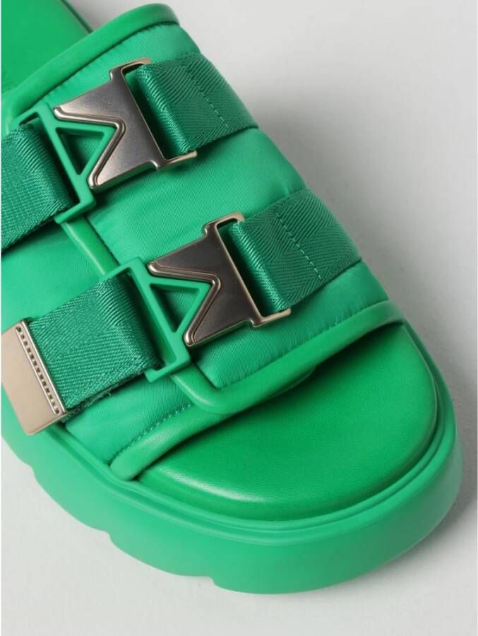 Bottega Veneta Groene Tech Slide Sandalen Chunky Zool