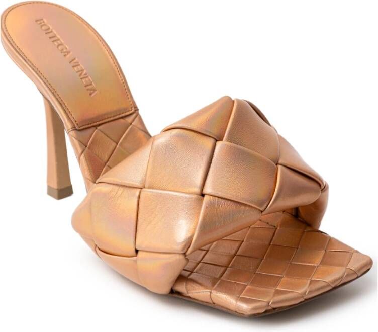 Bottega Veneta Metallic Sandal Mule met Tubular Weave