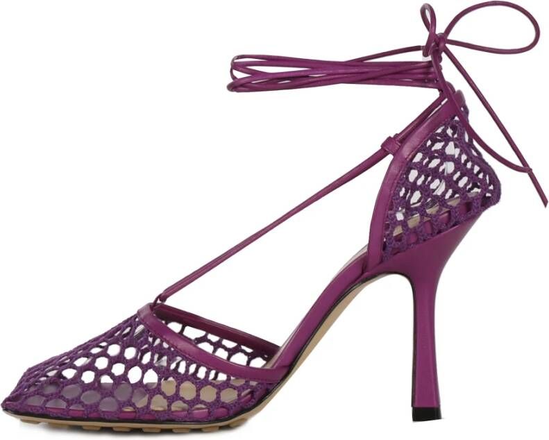 Bottega Veneta Paarse Mesh Leren Sandalen