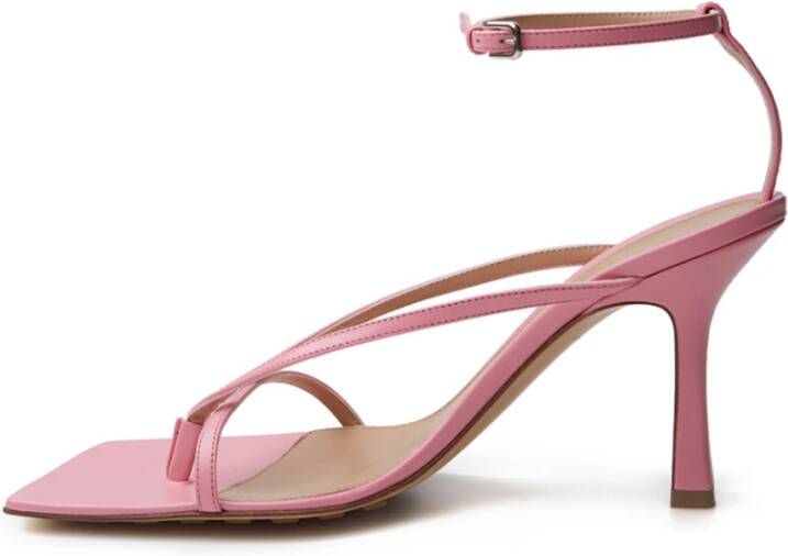 Bottega Veneta Roze Stretch Sandalen met Enkelband Pink Dames
