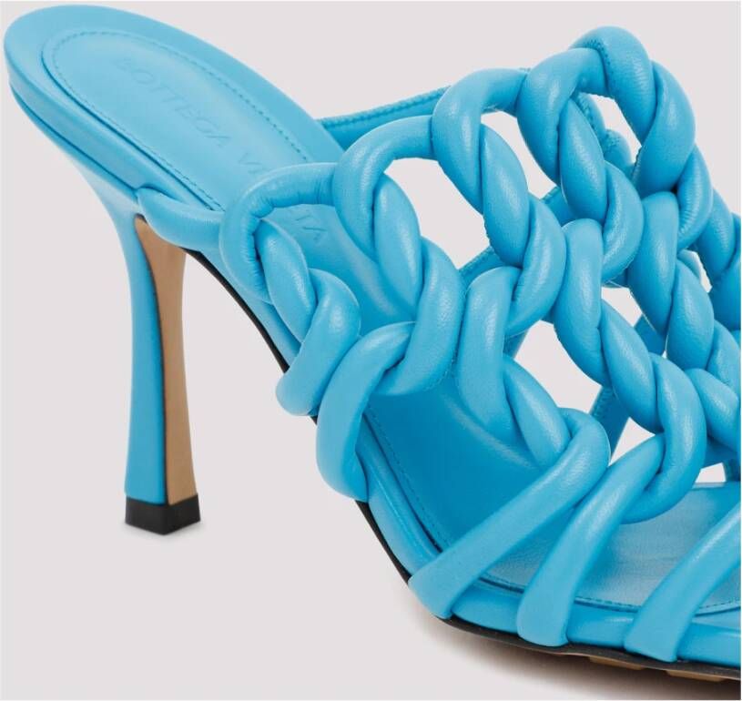 Bottega Veneta Luxe Stretch Twist Hak Muiltjes Blue Dames
