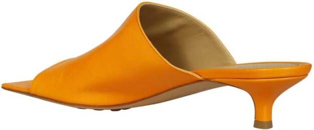 Bottega Veneta Vierkante Neus Leren Kitten Hak Muiltjes