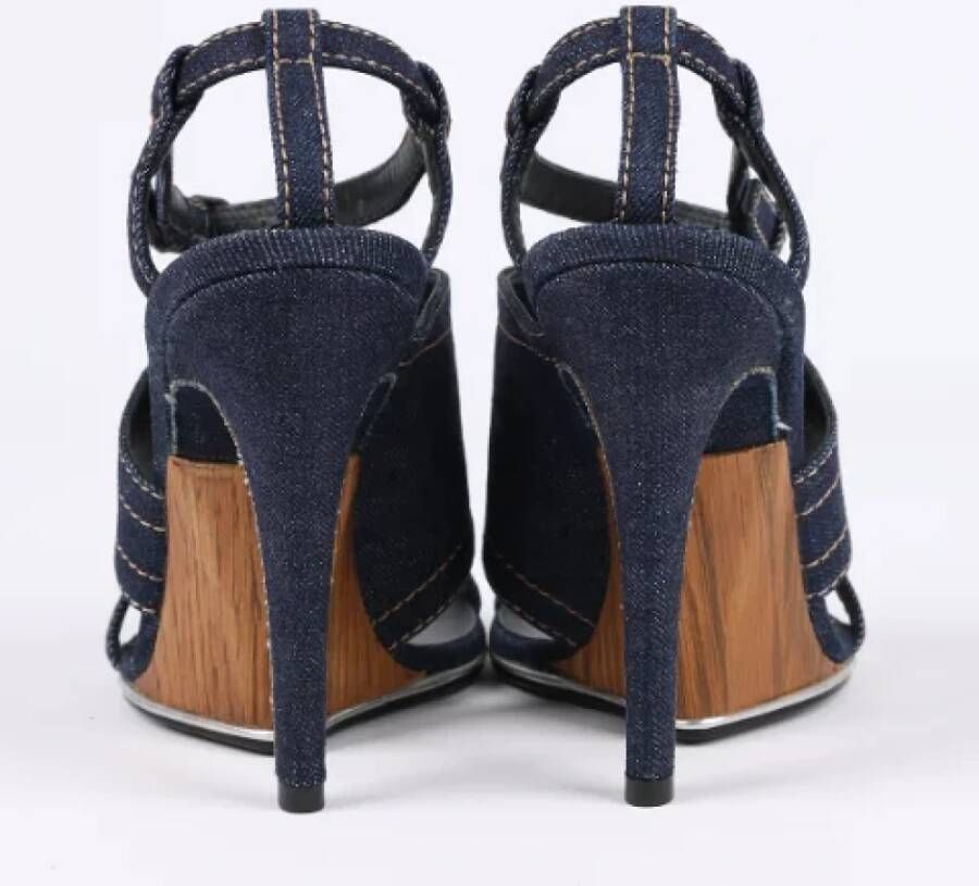 Bottega Veneta Vintage Pre-owned Canvas sandals Blue Dames
