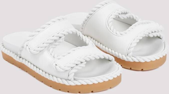 Bottega Veneta Witte Platte Muilezel Sandalen White Dames