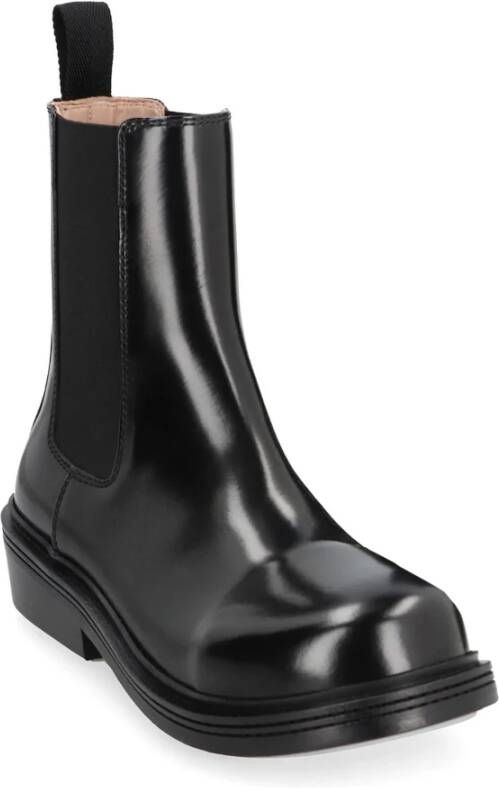 Bottega Veneta Zwarte Leren Enkellaarzen Aw22 Black Dames