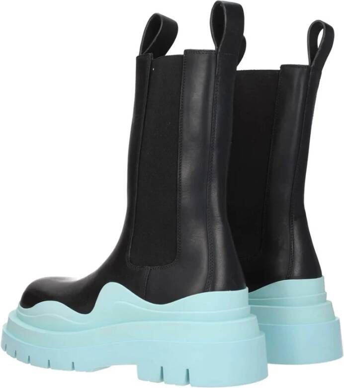 Bottega Veneta Zwarte Leren Enkellaarzen Aw22 Black Dames