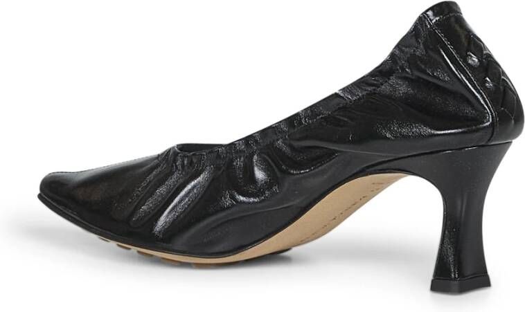 Bottega Veneta Zwarte Leren Hak Instap Schoenen