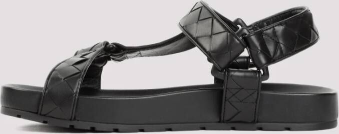 Bottega Veneta Zwarte Leren Slingback Sandalen Black Heren