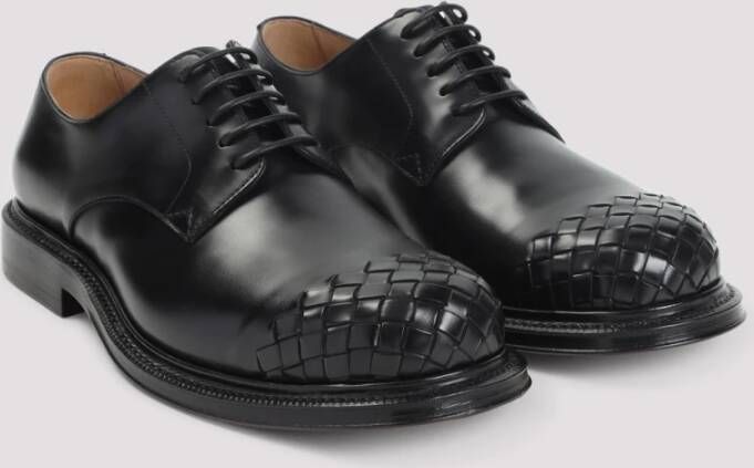 Bottega Veneta Zwarte Leren Veterschoenen
